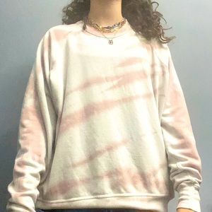 Pink and white striped crew neck